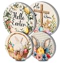 Easter Electric Stove Burner Covers，4 Pcs Cute Bunny Round Stove Burner Covers Cross Gas Stove Burner Cover,8 Inch and 10 Inch,Easter Egg Dining Room Metal Cooktop Home Decorative