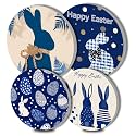Easter Rabbits Electric Stove Burner Covers，4 Pcs Bunny Round Stove Burner Covers Happy Easter Gas Stove Burner Cover,8 Inch and 10 Inch,Colorful Metal Cooktop Home Decorative