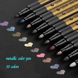 chukchi premium paint marker pens acrylic paint pens set 10 colours metallic markers pen for rock paintingdiy cardpebble artscrapbookingfabricmetalceramicswine glassmedium