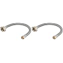 Eastman 9 Inch Flexible Toilet Connector, 7/8 Inch Ballcock x 3/8 Inch Compression, Stainless Steel Braided Hose, 48087 (Pack of 2)