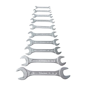 eastman doe jaw spanners - crv set of 10 pcs kit-03-101m special kit chrome vanadium steel chrome plated chrome finished double sided open end wrench wrench set tools e-2001