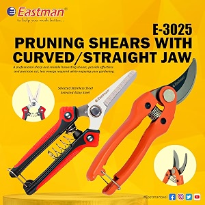 eastman pruning shears with straight cutter heavy duty garden plant cutter 185 mm stainless alloy steel cutter tools leaf cutter for home garden wood branch trimmer garden e-3025