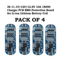 EASTRA PACK OF 4 3S 12V 10A PCB BMS Protection Board for 18650 Li-ion Lithium Battery Electronic Components Electronic Hobby Kit