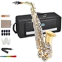 EASTROCK E Flat Alto Saxophone Nickel/Golden for Beginners and Students