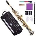 EASTROCK Bb Straight Soprano Saxophone Black Nickel for Beginners Students