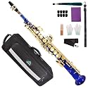 EASTROCK Bb Straight Soprano Saxophone Blue for Beginners Students