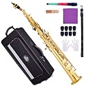 EASTROCK Bb Straight Soprano Saxophone Golden for Beginners Students