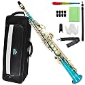 EASTROCK Bb Straight Soprano Saxophone Lake Blue for Beginners Students