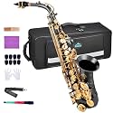 EASTROCK E Flat Alto Saxophone Black Nickel/Gold for Beginners and Students