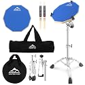 EASTROCK Practice Drum Pad Stand Bundles, 11 Inches Double Sided Slient Rubber Drum Pad, Rubber Dumb Drum with Drum Stand, Drumsticks and Storage Bag for Beginners,blue