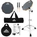 EASTROCK Practice Drum Pad Stand Bundles, 11 Inches Double Sided Slient Rubber Drum Pad, Rubber Dumb Drum with Drum Stand, 2*Drumsticks and Storage Bag for Beginners,gray
