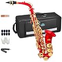EASTROCK E Flat Alto Saxophone Red/Golden Sax for Beginners and Students