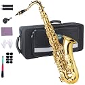 EASTROCK B Flat Tenor Saxophone Golden for Beginners Students Musicians