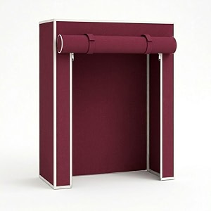 easy buy 4 shelf fabric wardrobe for clothes storage portable foldable almirah with roll-up door amp zipper sturdy metal frame maroon