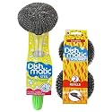 Easy Do Dish Matic Fillable Dish Wand Brush with Handle for Dishwashing | Soap Dispensing Steel Scrubber for Utensils | Fillable and Refillable Dishwashing Tool with Stainless Steel Scrub Refill