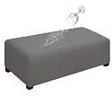 Easy-Going 100% Dual Waterproof Stretch Ottoman Cover Rectangle Folding Storage Stool Furniture Protector Soft Slipcover for Living Room with Elastic Bottom (XX Large, Light Gray)