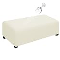 Easy-Going 100% Dual Waterproof Stretch Ottoman Cover Rectangle Folding Storage Stool Furniture Protector Soft Slipcover for Living Room with Elastic Bottom (XX Large, Ivory)