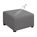 Easy-Going 100% Dual Waterproof Stretch Ottoman Cover 30x30x15inch Square Folding Storage Stool Furniture Protector Soft Slipcover for Living Room Light Gray