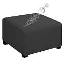 Easy-Going 100% Dual Waterproof Stretch Ottoman Cover 40x40x15inch Square Folding Storage Stool Furniture Protector Soft Slipcover for Living Room Dark Gray