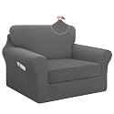 Easy-Going 3 Pieces Stretch Chair Couch Cover, Small, Light Grey