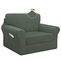 Easy-Going 3 Pieces Stretch Chair Couch Cover, Small, Grayish Green