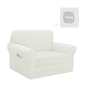 Easy-Going 3 Pieces Stretch Chair Couch Cover, Small, Ivory