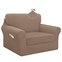 Easy-Going 3 Pieces Stretch Chair Couch Cover, Small, Camel