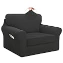 Easy-Going 3 Pieces Stretch Chair Couch Cover, Small, Dark Grey