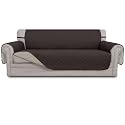 Easy-Going 4 Seater Sofa Slipcover Reversible Sofa Cover Water Resistant Couch Cover with Foam Sticks Elastic Straps Furniture Protector for Pets Children Dog Cat (XX-Large, Chocolate/Beige)