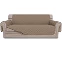 Easy-Going 4 Seater Sofa Slipcover Reversible Sofa Cover Water Resistant Couch Cover with Foam Sticks Elastic Straps Furniture Protector for Pets Children Dog Cat (XX-Large, Beige/Beige)