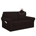 Easy-Going 5 Pieces Stretch Loveseat Couch Cover, Medium, Chocolate