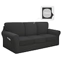 Easy-Going 7 Pieces Stretch Sofa Couch Cover, Large, Dark Grey