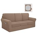 Easy-Going 7 Pieces Stretch Sofa Couch Cover, Large, Camel