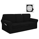 Easy-Going 7 Pieces Stretch Sofa Couch Cover, X-Large, Black