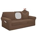 Easy-Going 7 Pieces Stretch Sofa Couch Cover, X-Large, Brown
