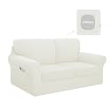 Easy-Going 5 Pieces Stretch Loveseat Couch Cover, Medium, Ivory