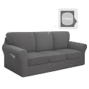 Easy-Going 7 Pieces Stretch Sofa Couch Cover, Large, Light Grey