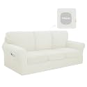 Easy-Going 7 Pieces Stretch Sofa Couch Cover, Large, Ivory