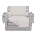 Easy-Going Chair Sofa Slipcover Reversible Sofa Cover Water Resistant Couch Cover Furniture Protector Cover with Elastic Straps for Pets Kids Children Dog Cat (Chair, Ivory/Ivory)