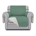 Easy-Going Reversible Couch Cover, Small Chair, Cyan/Ivory