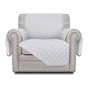 Easy-Going Chair Sofa Slipcover Reversible Sofa Cover Water Resistant Couch Cover Furniture Protector Cover with Elastic Straps for Pets Kids Children Dog Cat (Chair, White/White)