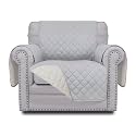 Easy-Going Chair Sofa Slipcover Reversible Sofa Cover Water Resistant Couch Cover Furniture Protector Cover with Elastic Straps for Pets Kids Children Dog Cat (Chair, Light Gray/Ivory)