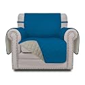 Easy-Going Reversible Couch Cover, Small Chair, Peacockblue/Beige