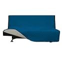 Easy-Going Reversible Couch Cover, Large Futon Sofa, Peacockblue/Beige