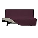 Easy-Going Reversible Couch Cover, Large Futon Sofa, Wine/Beige