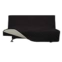 Easy-Going Reversible Couch Cover, Large Futon Sofa, Black/Beige