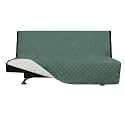 Easy-Going Reversible Couch Cover, Large Futon Sofa, Cyan/Ivory