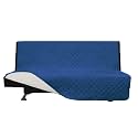 Easy-Going Reversible Couch Cover, Large Futon Sofa, Blue/Ivory
