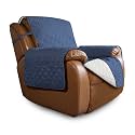 Easy-Going Reversible Couch Cover, Oversized Recliner, Dark Blue/Ivory