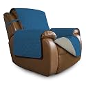 Easy-Going Reversible Couch Cover, Oversized Recliner, Peacockblue/Beige